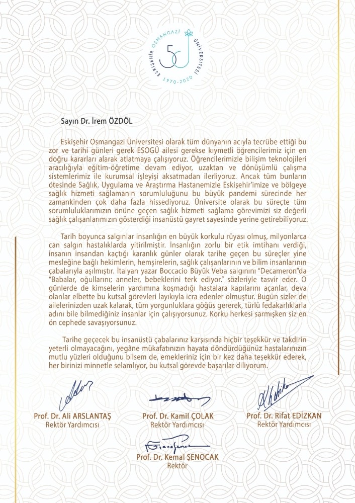 ESOGÜ yönetiminden sağlık çalışanlarına teşekkür 