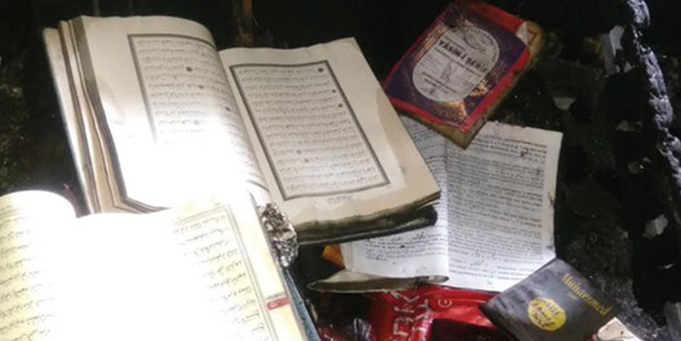 Eşyaları küle çeviren yangında Kur'an-ı Kerim zarar görmedi