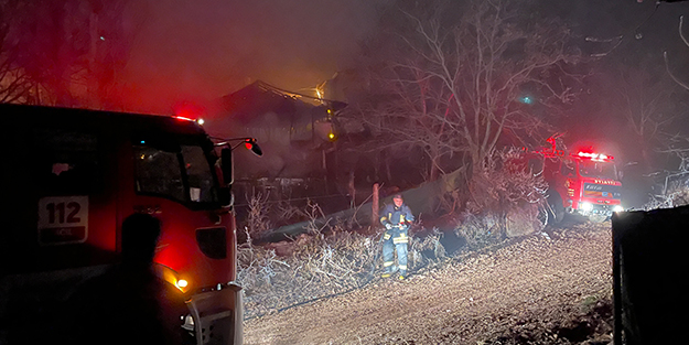 Ev ve kümesin kül olduğu yangında küçükbaş hayvanlar telef oldu