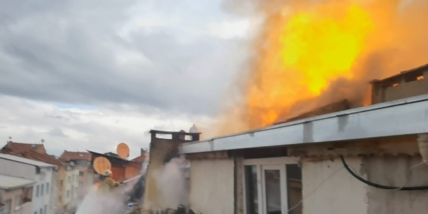 Ev yangınında korkutan patlama!