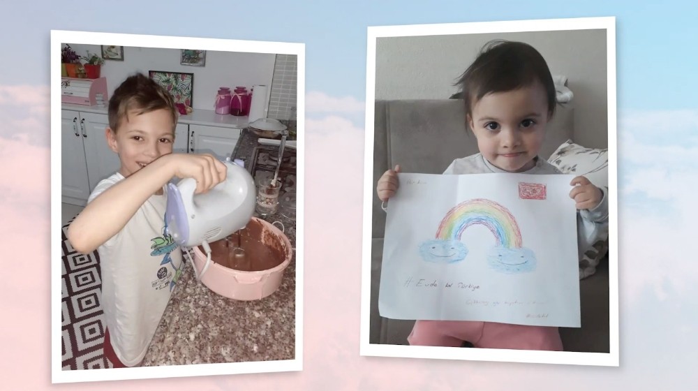 Evde kalan minikler hünerlerini sergileyip sosyal medya hesaplarından paylaştı 