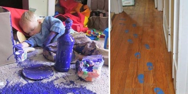 Evde yalnız kalan çocuklar öyle yaramazlıklar yaptı ki!