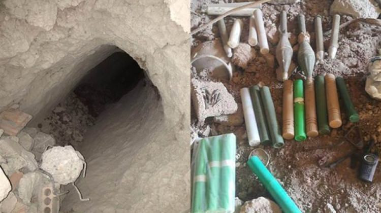 Evin altındaki gizli tünelden silah ve mühimmat çıktı!