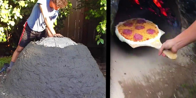 Evinin bahçesine kilden fırın yaptı