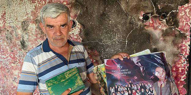 Evleri yanan aile balkonda yaşıyor! 'Kur'an-ı Kerim dışında her şey yandı'