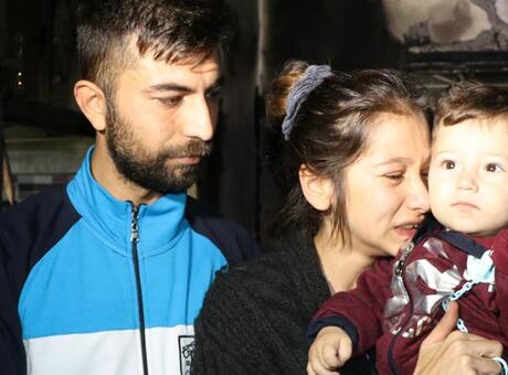 Evleri yanan çiftin gözyaşları! Bütün eşyalar küle döndü