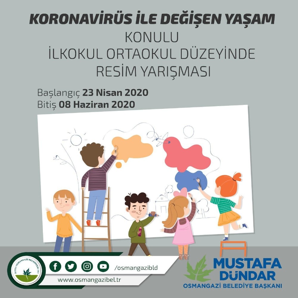 Evlerinde kalan çocuklar için resim yarışması 
