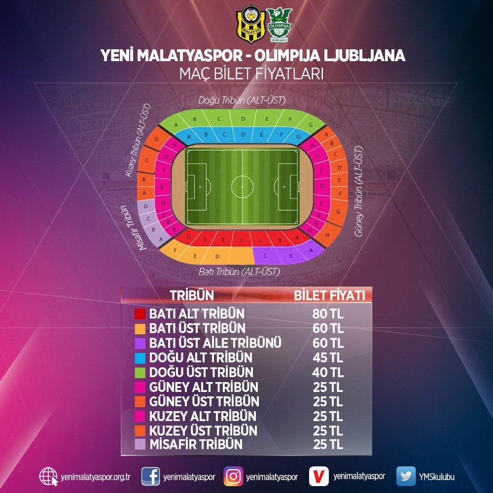 E.Y Malatyaspor - Olimpija Ljubljana maçının biletleri satışa sunuldu 
