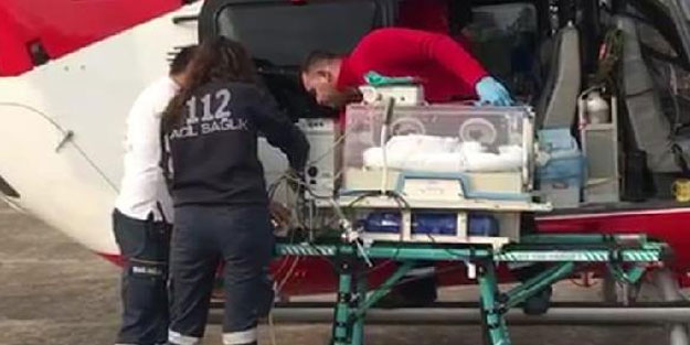 Eymen bebek, ambulans helikopterle sevk edildi