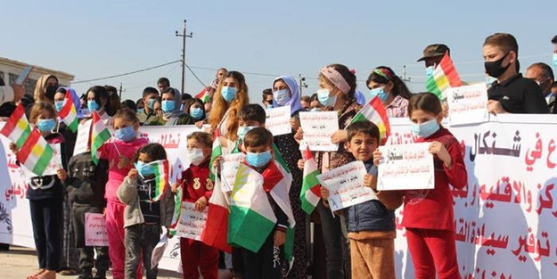 Ezidiler, PKK'yı protesto ettiler!