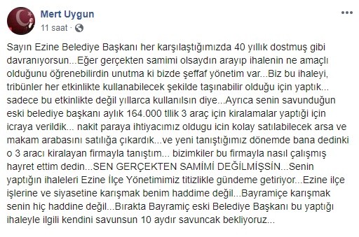 Ezine ve Bayramiç belediye başkanları sosyal medyada birbirine girdi 