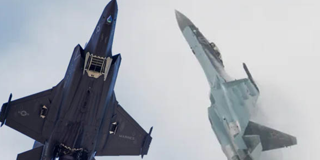 F-35 ve SU-35 birbirine girdi! Kazanan...