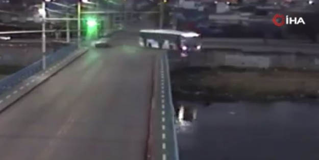 Facia! Otobüs köprüden nehre düştü