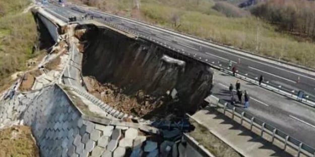 Facia ucuz atlatıldı! Karadeniz'e bağlanan otoyol çöktü!