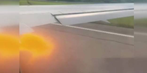 Faciadan kıl payı dönüldü! Kuş sıkışan uçağın motorundan alev topları çıktı