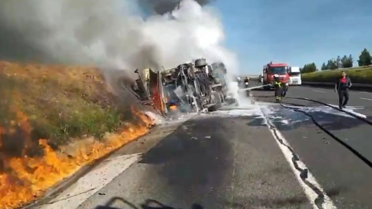 Facianın eşiğinden dönüldü! Akaryakıt tankeri devrildi