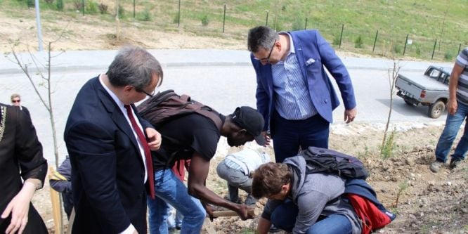 Uluslararası öğrenciler fidan dikti