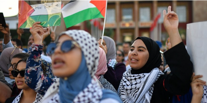 Fas'ta İsrail'in Gazze Şeridi'ne saldırıları protesto edildi.