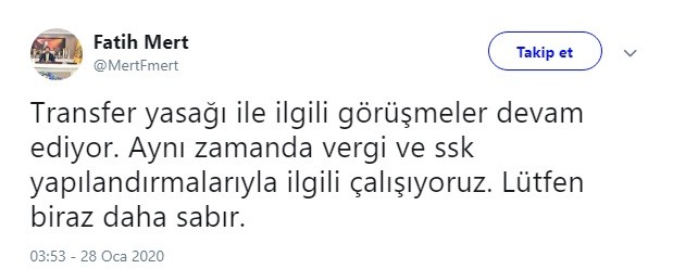 Fatih Mert’ten transfer yasağı açıklaması 