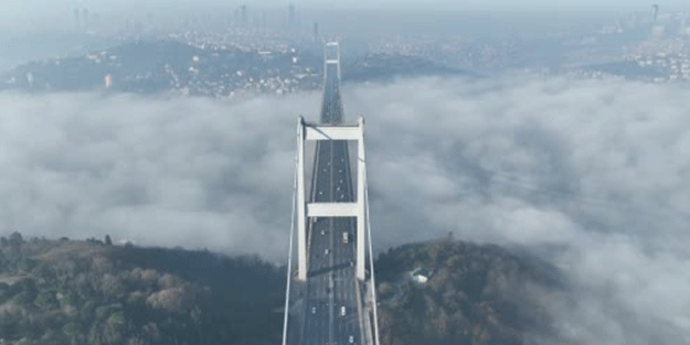 Fatih Sultan Mehmet Köprüsü'nde muhteşem manzara! Dron ile görüntülendi