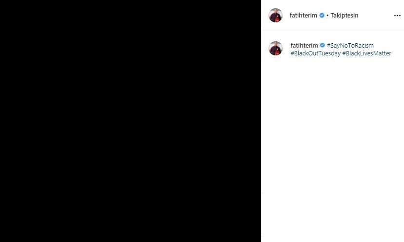 Fatih Terim’den ’Irkçılığa Hayır’ paylaşımı 