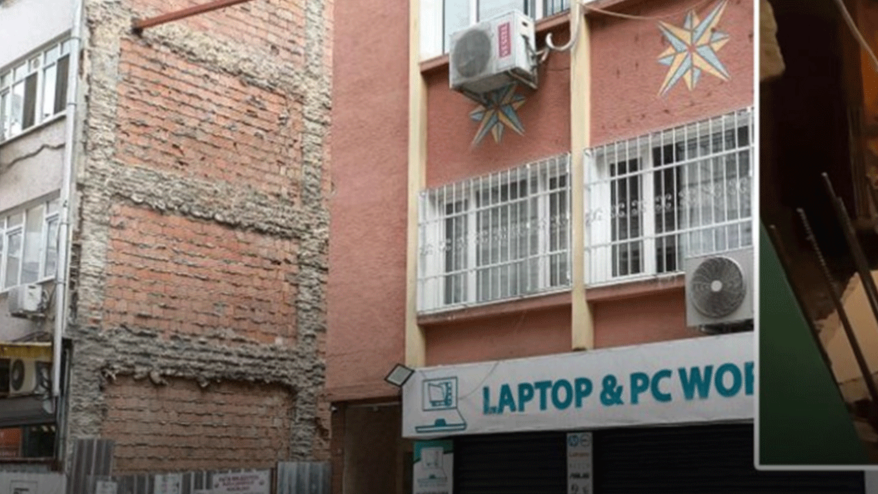 Fatih'te korku dolu anlar: Yıkım esnasında bina yan yattı!