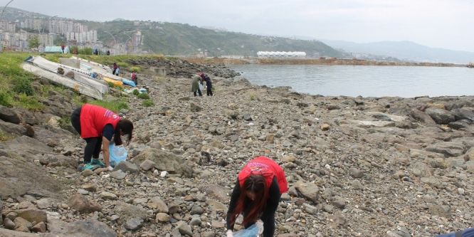 Üniversiteli gençler sahilleri temizledi