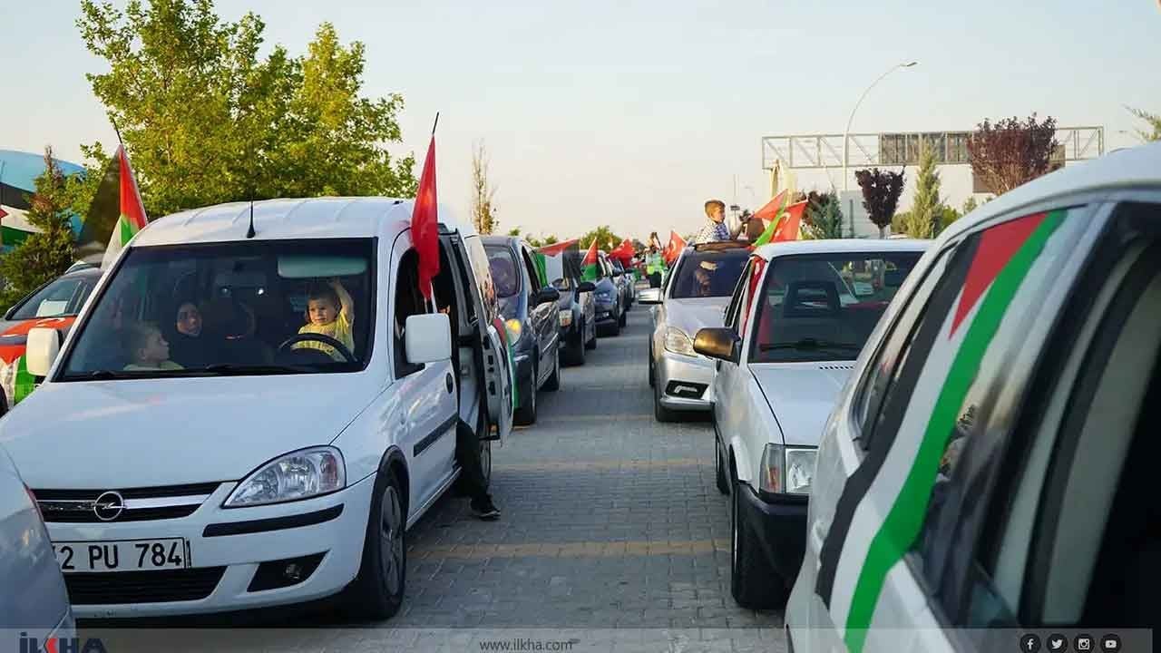 Filistin Konvoyu Konya'da coşkuyla karşılandı! Aktivistler tek yürek oldu!