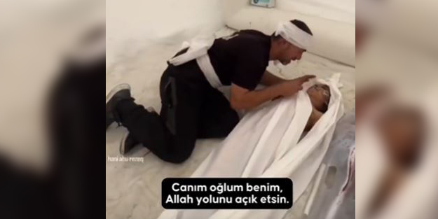 Filistinli babanın kefenlediği evladına son sözleri ağlattı!