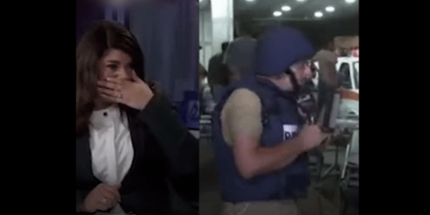 Filistinli muhabir miğfer ve yeleğini çıkarıp canlı yayını gözyaşlarıyla bitirdi