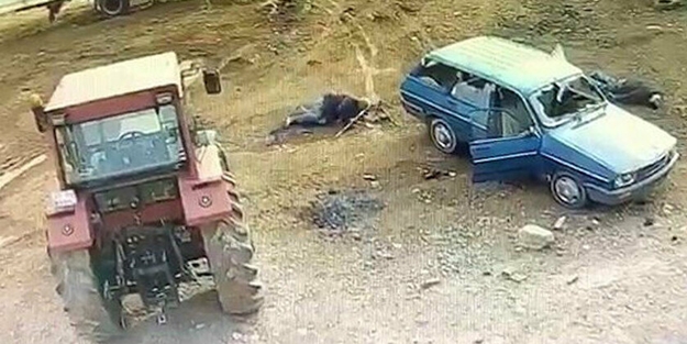 Film değil gerçek! Akrabalar arasında silahlı kavga kamerada