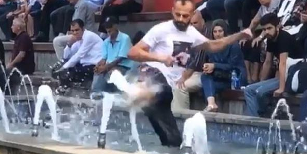 Fıskiyeden fışkıran suyla karate yaptı