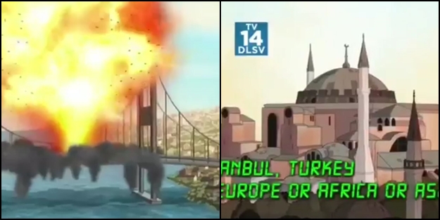 Fox TV'den skandal: Ayasofya'yı kilise yaptılar, Şehitler Köprüsü'nü bombaladılar