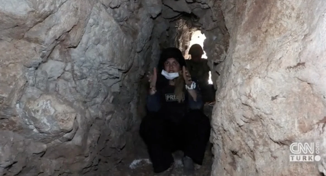 Fulya Öztürk PKK’nın inine girdi Kuzey Irak'ta ele geçirilen mağarayı görüntüledi