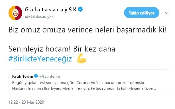 Galatasaray’dan Fatih Terim’e destek mesajı 