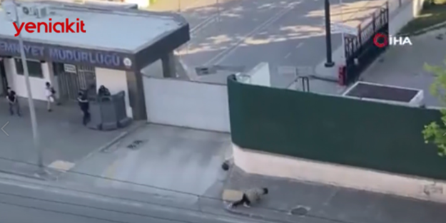 Gaziantep Emniyet Müdürlüğü önündeki şahsın vurulma anı!