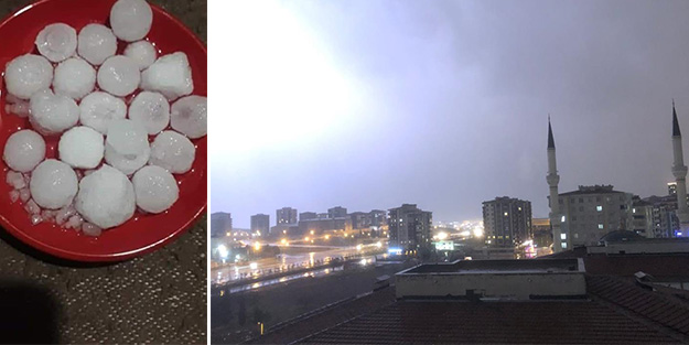 Gaziantep'e ceviz büyüklüğünde dolu yağdı!