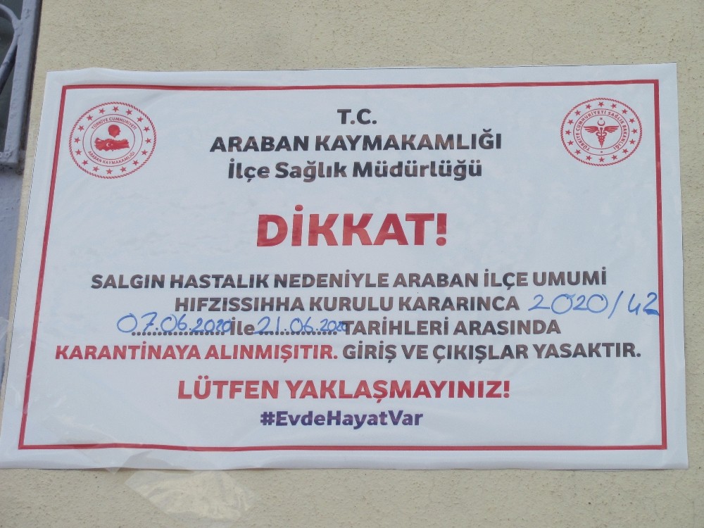 Gaziantep’te 14 ev karantinaya alındı 