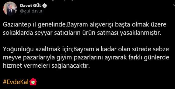 Gaziantep’te bayram alışverişi yasaklandı 