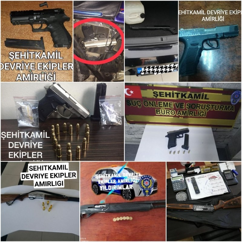Gaziantep’te çok sayıda tabanca, tüfek ve fişek ele geçirildi 