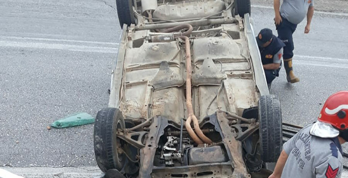 Gaziantep'te otomobil ters döndü: 1 kişi yaralandı