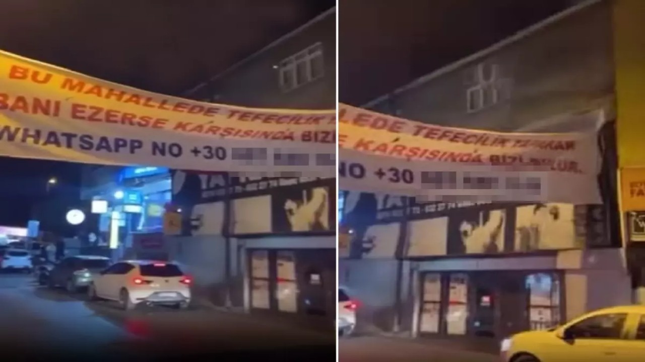 Gecenin bir yarısı mahalleye asılan pankart vatandaşları tedirgin etti! Telefon koduna dikkat