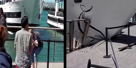 Gemi iskeleye çarptı