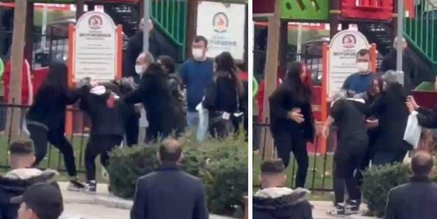 Genç kızların kavgası güçlükle ayrıldı! Rezil anlar böyle görüntülendi