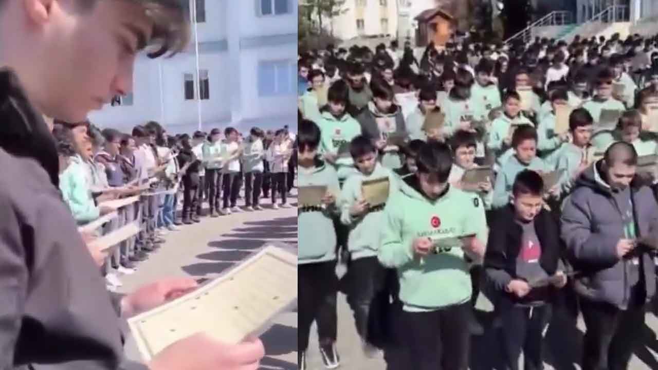 Gençler 1 dakikada hatim indirdi! Hem duygulandıran hem gururlandıran görüntü