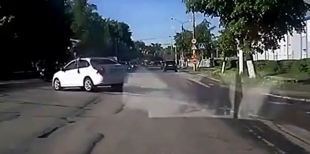 Geyik arabanın üstünden böyle atladı