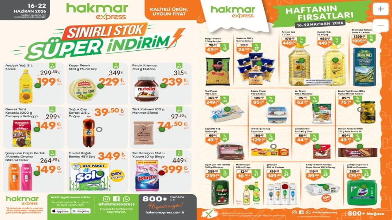 Gıda ve temizlik ürünlerinde dikkat çeken fiyatlar! Hakmar Express'ten yeni indirim kampanyası