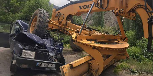 Giresun'da feci kaza! Greyder aracın üstüne çıktı, 1 kişi öldü