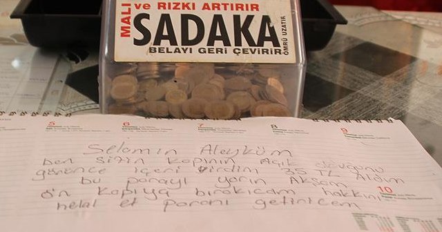 Giresun'da sadaka kutusundaki parayı alıp helallik istedi
