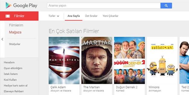 Google Play Filmler Türkiye'de hizmete girdi